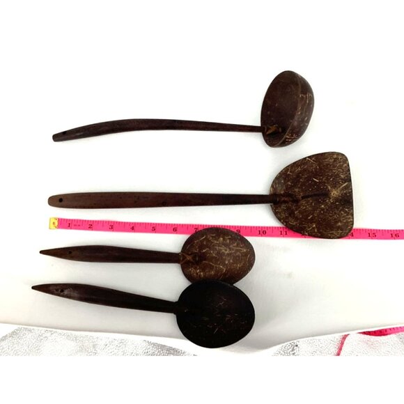 Handcrafted Wooden Coconut Shell Spoon & Ladle Set - Picture 4 of 8